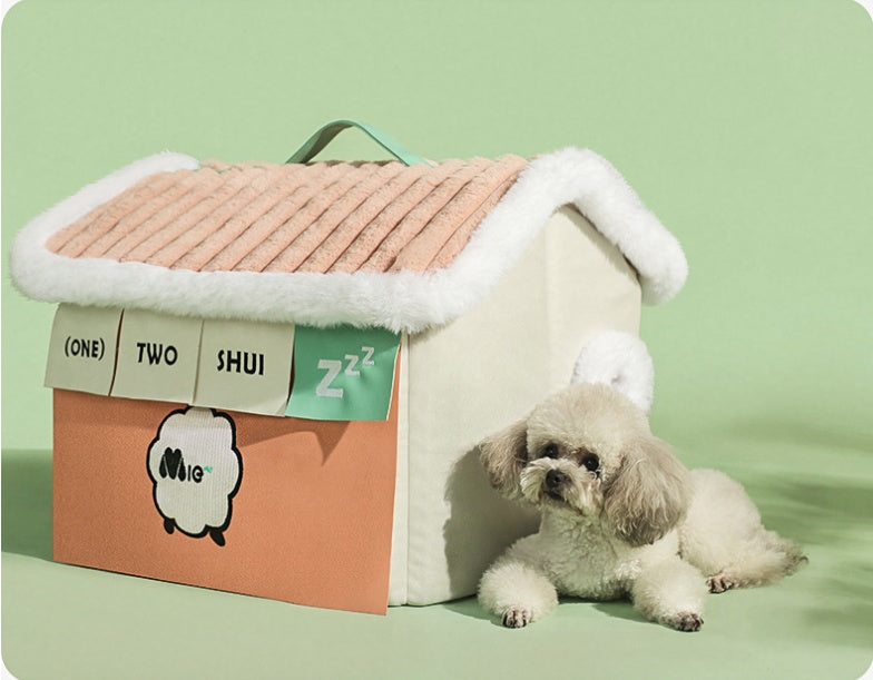 KFX-1464125 Warm Cloth Cat House for Winter Cozy Pet Nest 46x43x40cm