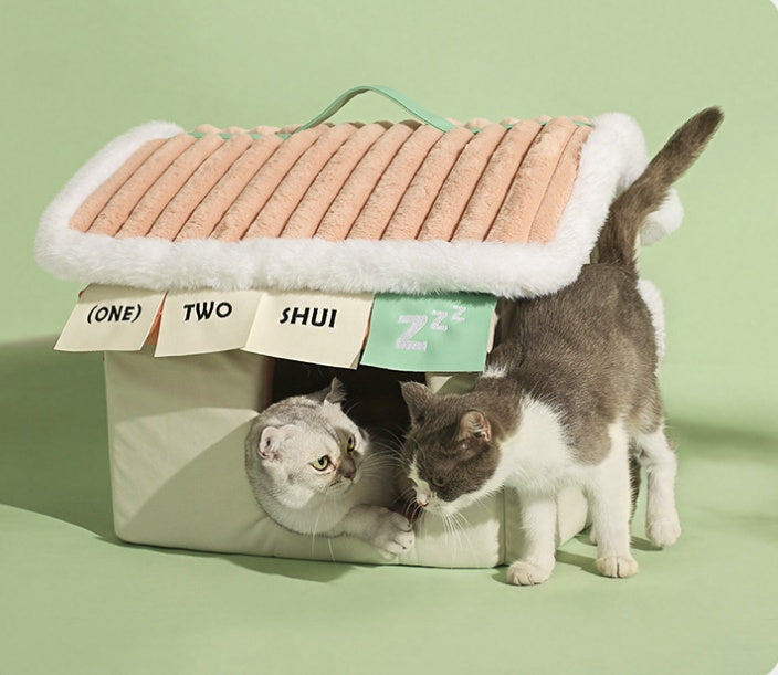 KFX-1464125 Warm Cloth Cat House for Winter Cozy Pet Nest 46x43x40cm