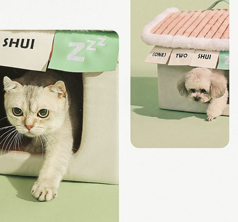 KFX-1464125 Warm Cloth Cat House for Winter Cozy Pet Nest 46x43x40cm