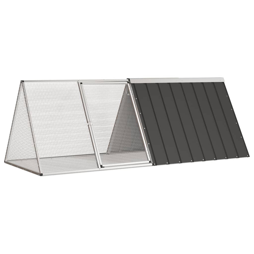 KFX-1465661 Anthracite Galvanized Steel Rabbit Cage 201.5x80 cm with Safety Features