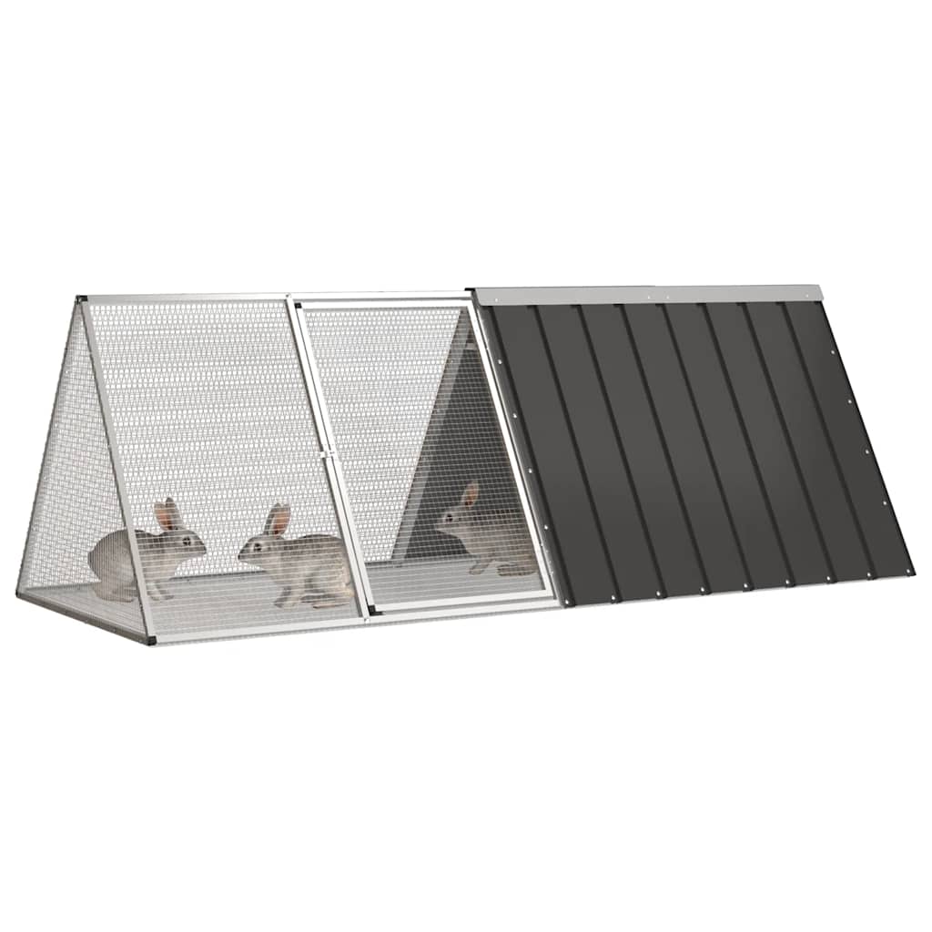 KFX-1465661 Anthracite Galvanized Steel Rabbit Cage 201.5x80 cm with Safety Features