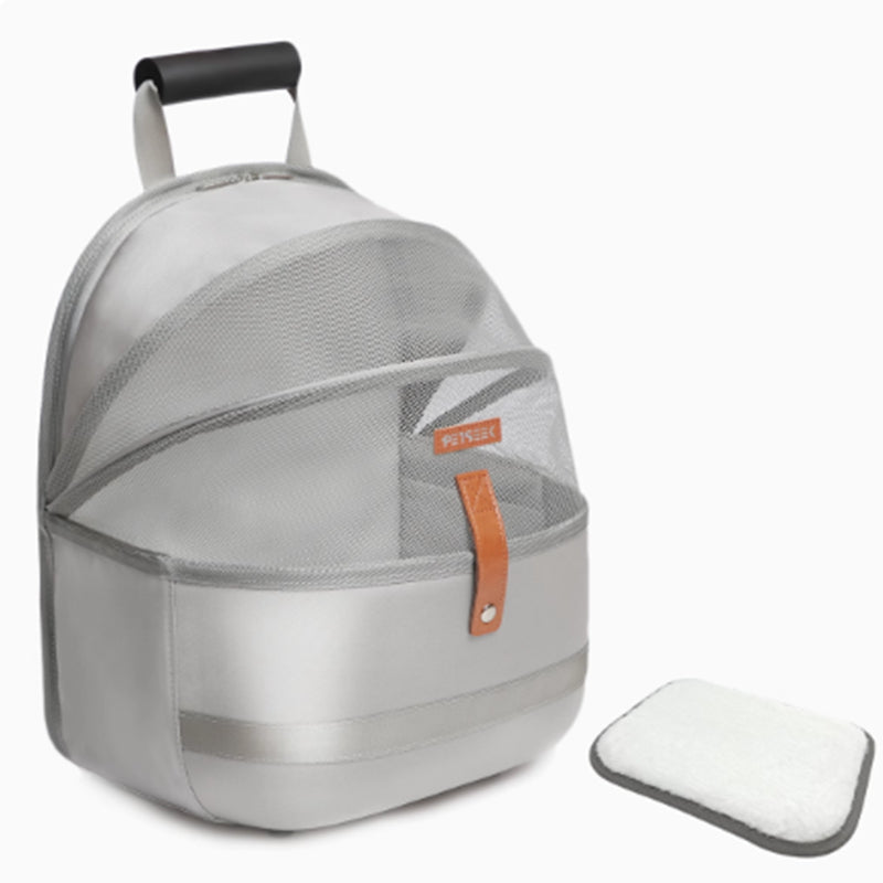 KFX-1466301 Portable Canvas Cat Backpack for Pets Up to 15 kg - Medium Soft Design in Gray