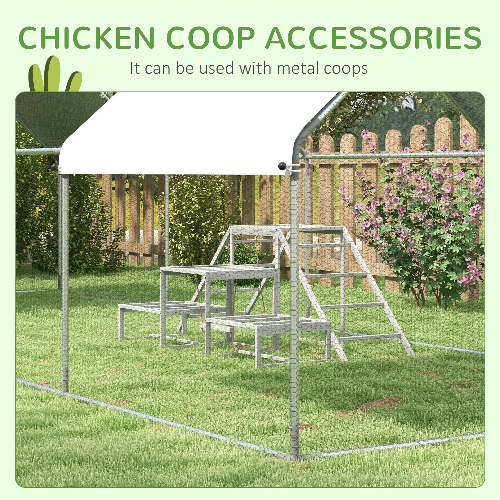 KFX-1467709 Chicken Roost Swing Set with Wooden Stand, Ladder Platforms for 10-15 Chickens