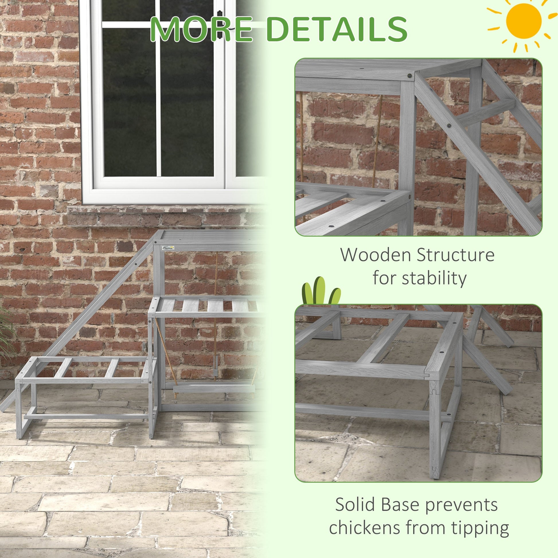 KFX-1467709 Chicken Roost Swing Set with Wooden Stand, Ladder Platforms for 10-15 Chickens