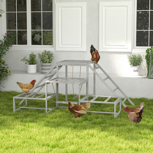 KFX-1467709 Chicken Roost Swing Set with Wooden Stand, Ladder Platforms for 10-15 Chickens