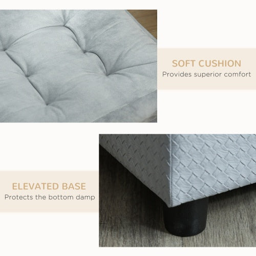 KFX-1468093 Luxury Small Dog Bed with Hidden Storage and Soft Foam Cushion, Modern Pet Sofa for Small Breeds, Grey