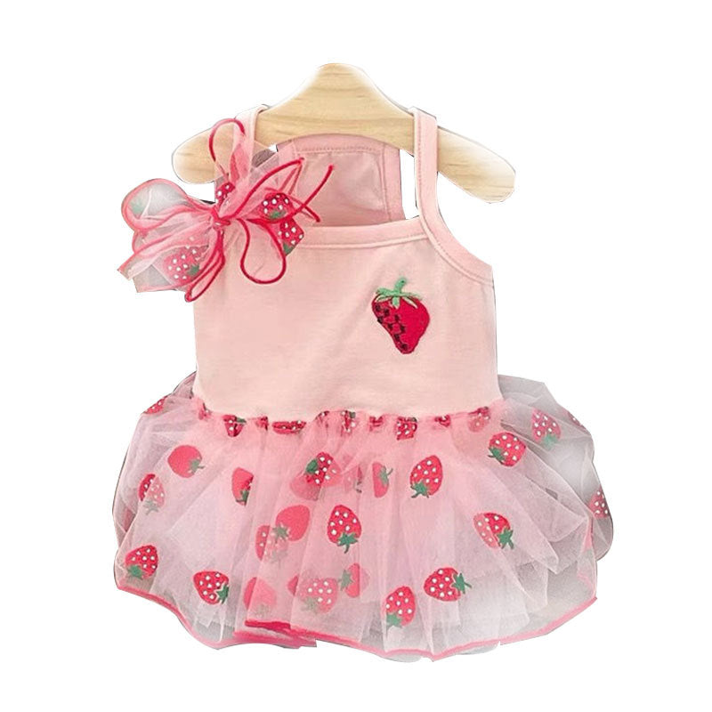 KFX-1468221 Cute Mesh Strawberry Strap Dress for Dogs - Multiple Colors Available