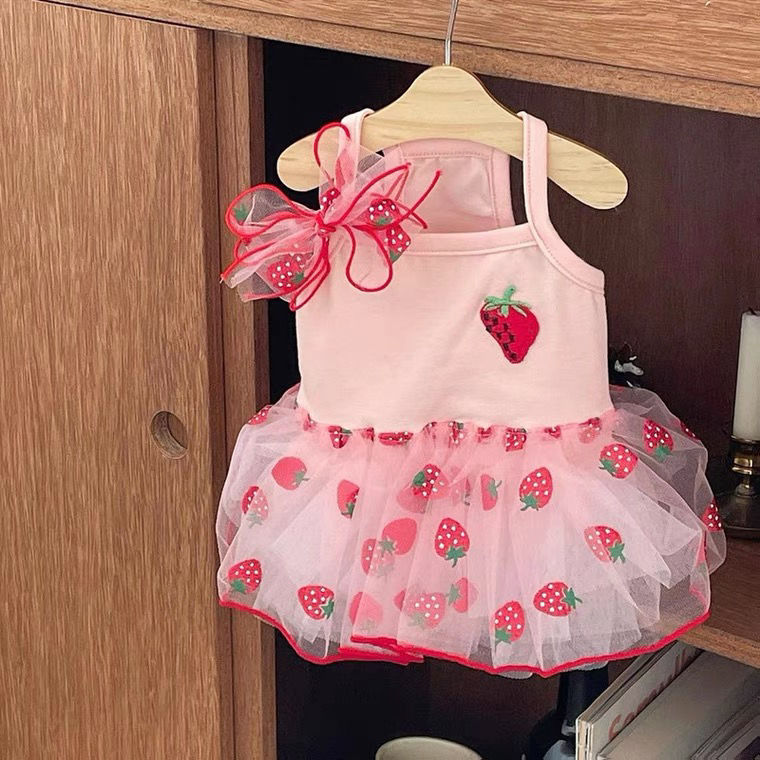 KFX-1468221 Cute Mesh Strawberry Strap Dress for Dogs - Multiple Colors Available