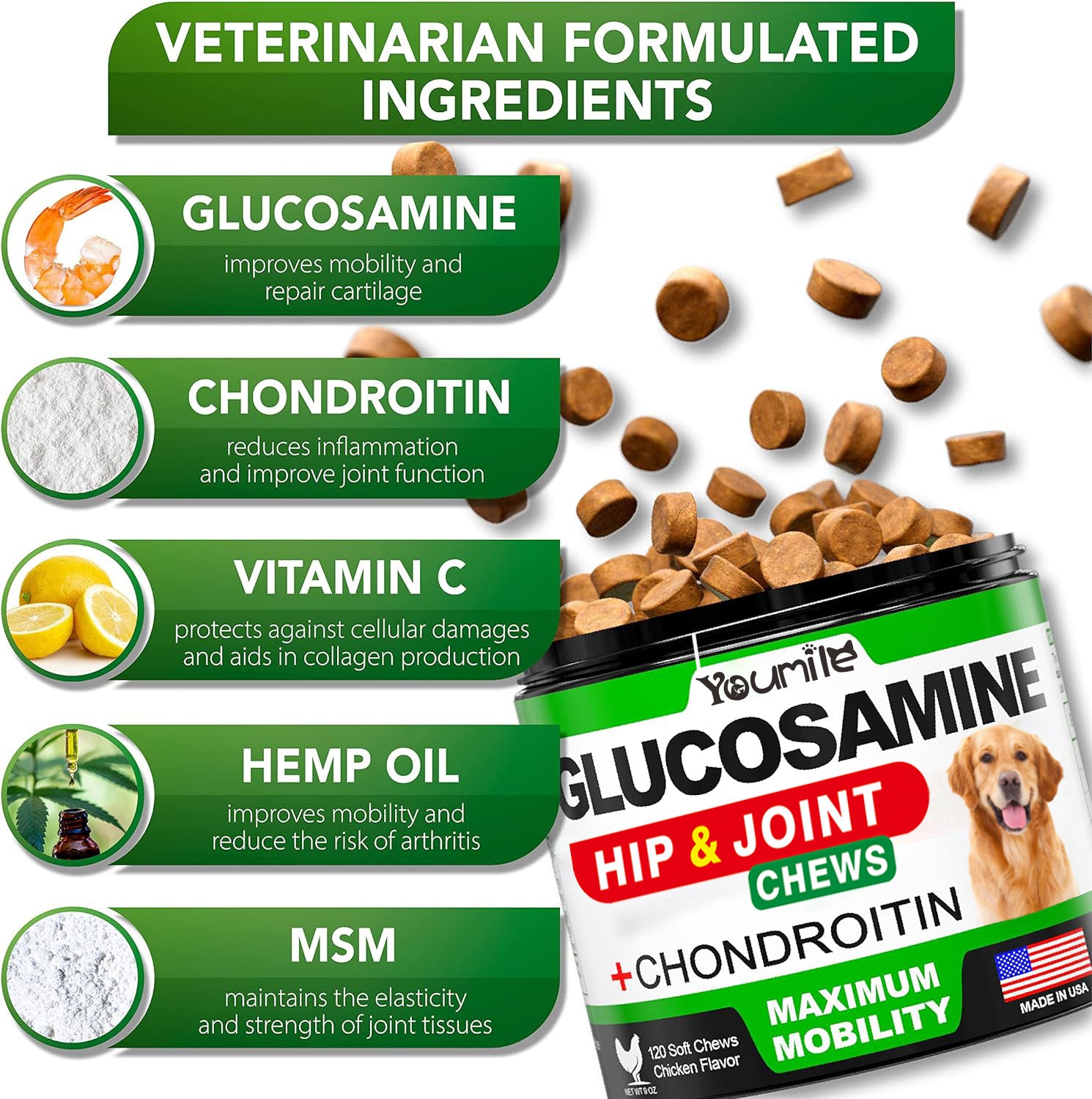 KFX-1469885 Hip & Joint Health Chewable Tablets for Pets with Chondroitin - 300g