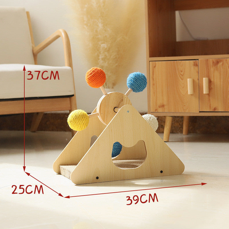 KFX-1470013 Solid Wood Cat Scratch Board with Ferris Wheel Design and Sisal Hemp Material