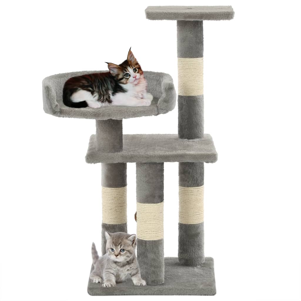 KFX-1473085 Versatile Cat Scratching Post with Sisal Columns, Plush Surface, and Viewing Platforms - 65 cm