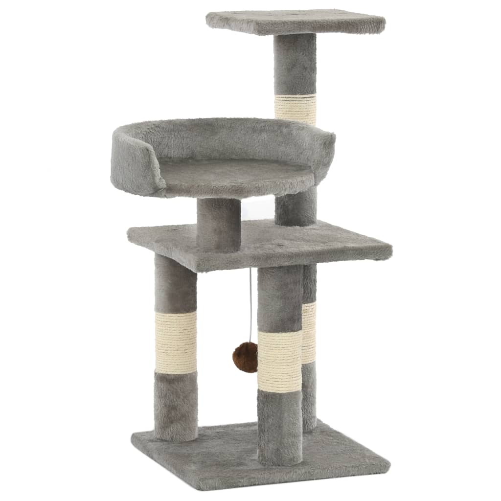 KFX-1473085 Versatile Cat Scratching Post with Sisal Columns, Plush Surface, and Viewing Platforms - 65 cm