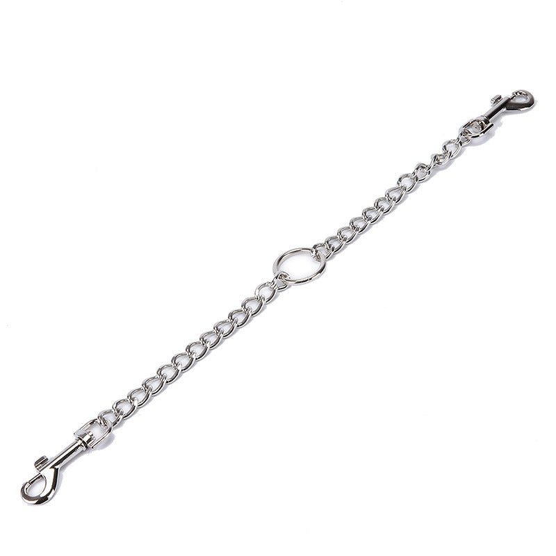 KFX-1473597 Chrome-Plated Iron Chain Dog Collar with Dual Buckles and Multi-Purpose Leash Functionality