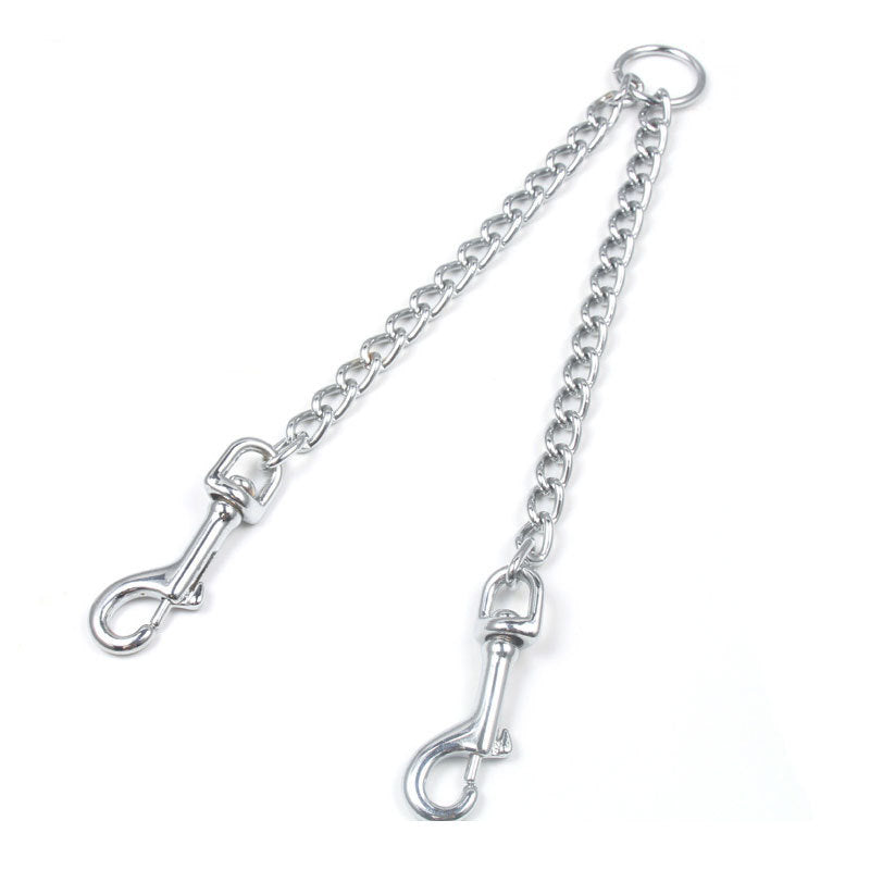 KFX-1473597 Chrome-Plated Iron Chain Dog Collar with Dual Buckles and Multi-Purpose Leash Functionality
