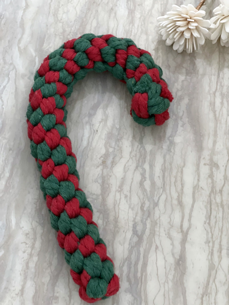 KFX-1474621 Hand-Knitted Christmas Suit Cotton Rope Pet Chew Toy
