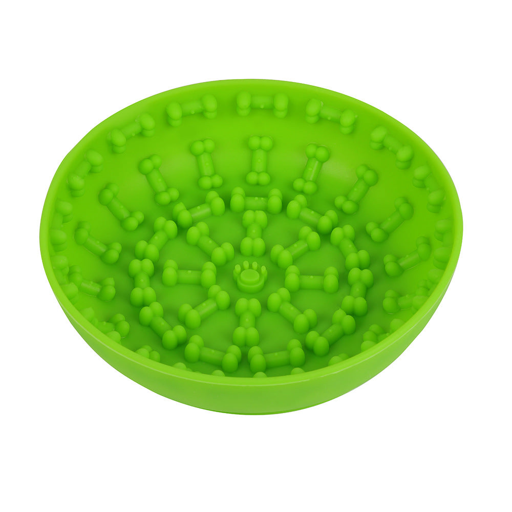 KFX-1475773 Non-slip Silicone Pet Slow Feeding Bowl with Suction Cup - 15x12x4cm, Food Grade Material in Blue or Green