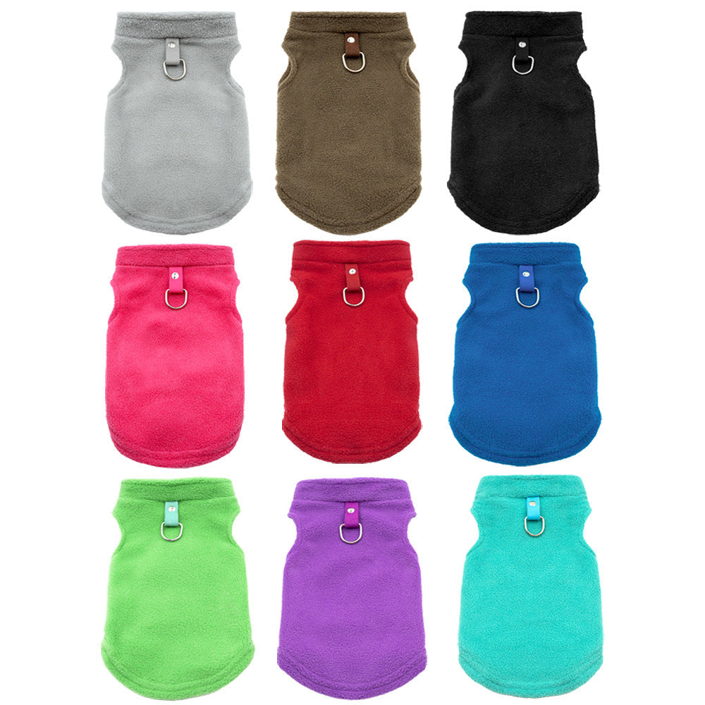 KFX-1476157 Thickened Polar Fleece Pet Vest with Ribbon Detail - Sizes S to XL