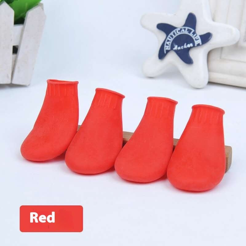 KFX-1476413 Waterproof Rubber Pet Boots with Non-Slip Straps - Available in Black, Red, Blue, Orange, Sizes S, M, L