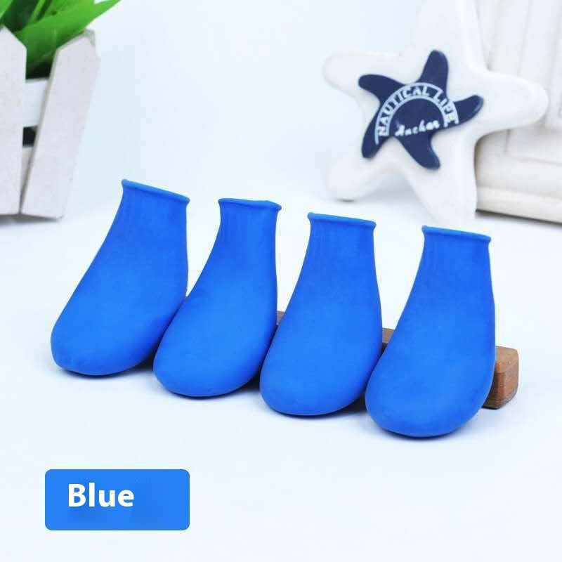 KFX-1476413 Waterproof Rubber Pet Boots with Non-Slip Straps - Available in Black, Red, Blue, Orange, Sizes S, M, L
