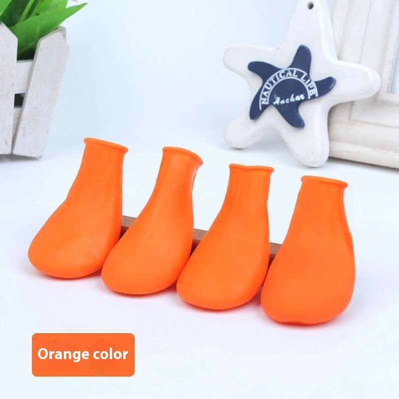 KFX-1476413 Waterproof Rubber Pet Boots with Non-Slip Straps - Available in Black, Red, Blue, Orange, Sizes S, M, L