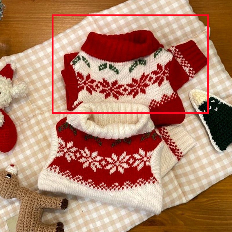 KFX-1480125 Warm Hooded Cape with Christmas Antlers for Pets in Green Elk and Red Sweater Designs