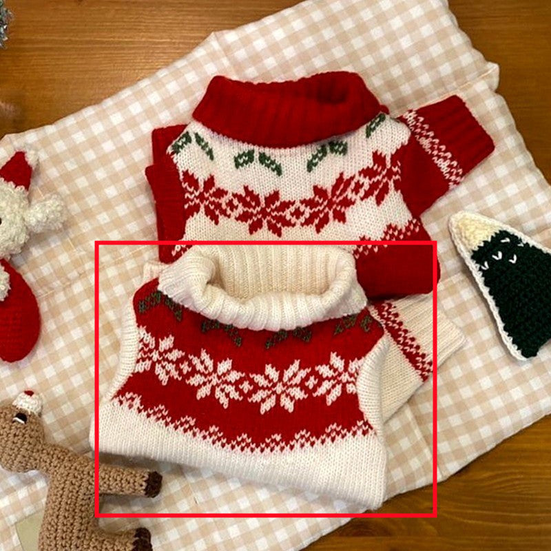 KFX-1480125 Warm Hooded Cape with Christmas Antlers for Pets in Green Elk and Red Sweater Designs
