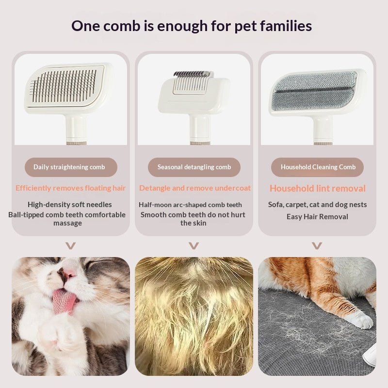 KFX-1481149 Large Deshedding Brush for Pets - Available in Noble Pink, Moonlight White, and Cherry Pink