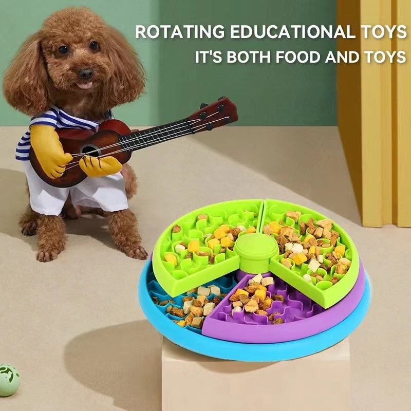 KFX-1481533 Interactive 3-Layer Rotating Slow Feeder Bowl for Cats and Dogs - Anti-Choking Puzzle Pet Tableware