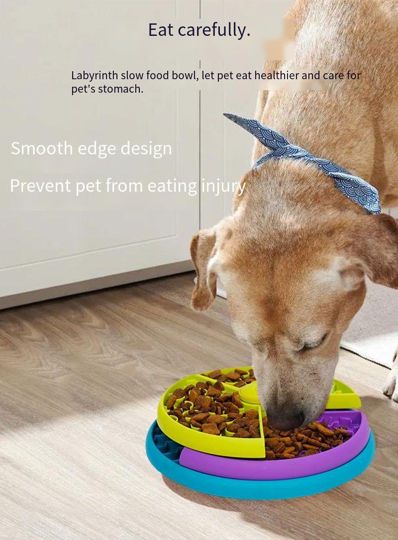 KFX-1481533 Interactive 3-Layer Rotating Slow Feeder Bowl for Cats and Dogs - Anti-Choking Puzzle Pet Tableware