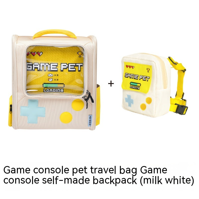KFX-1481789 Portable Retro-Style Cat and Dog Travel Backpack - Large Capacity Pet Carrier Bag