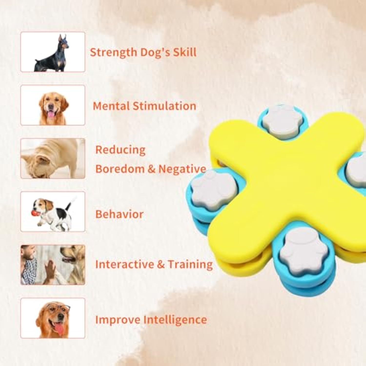 KFX-1482813 Interactive Dog Puzzle Feeder with Adjustable Slow Feeding Mechanism for IQ Training and Enrichment