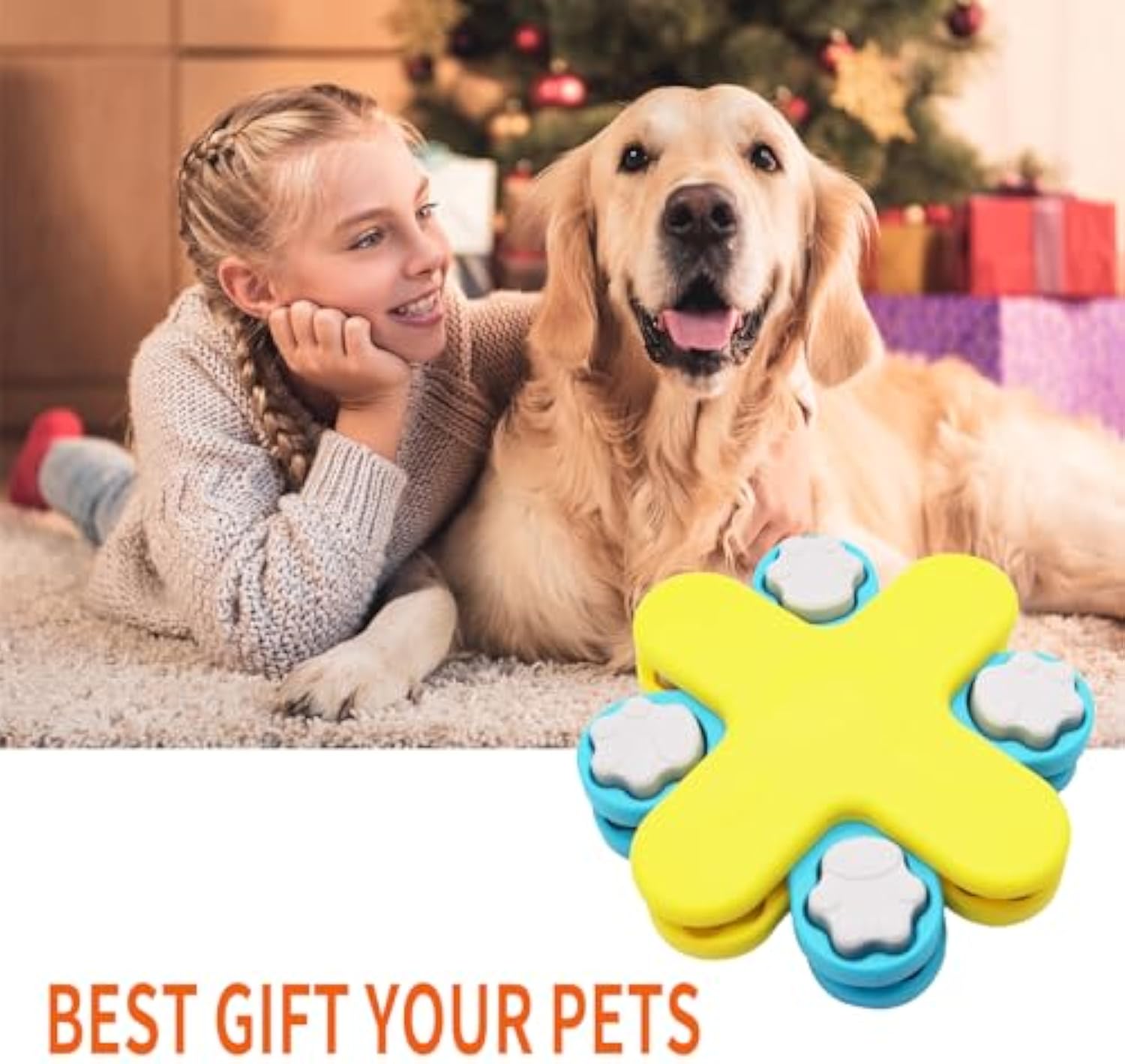 KFX-1482813 Interactive Dog Puzzle Feeder with Adjustable Slow Feeding Mechanism for IQ Training and Enrichment