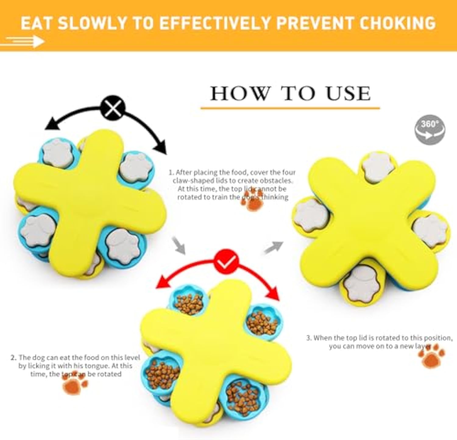 KFX-1482813 Interactive Dog Puzzle Feeder with Adjustable Slow Feeding Mechanism for IQ Training and Enrichment
