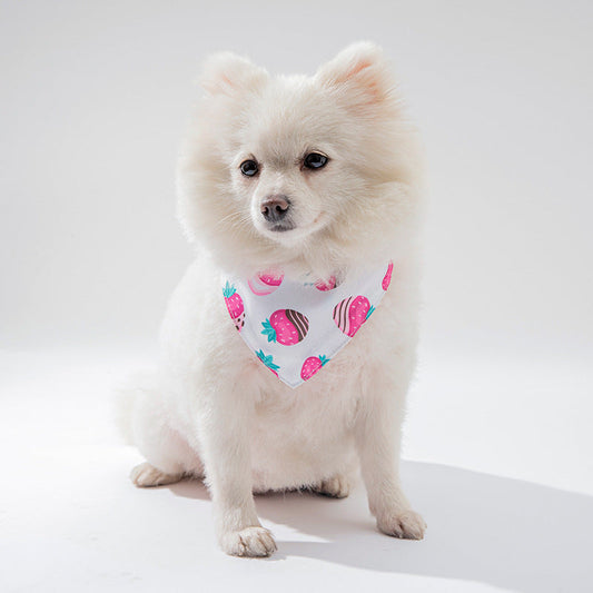 KFX-1482941 Multicolored Floral & Fruit Pattern Dog Drool Towels - Polyester Material, S-L Sizes Available