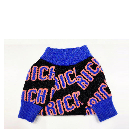 KFX-1483325 Winter Warm Sweater for Dogs - Suitable for Pug, Teddy, Bichon, Schnauzer, Shiba Inu and More - Blue and Red