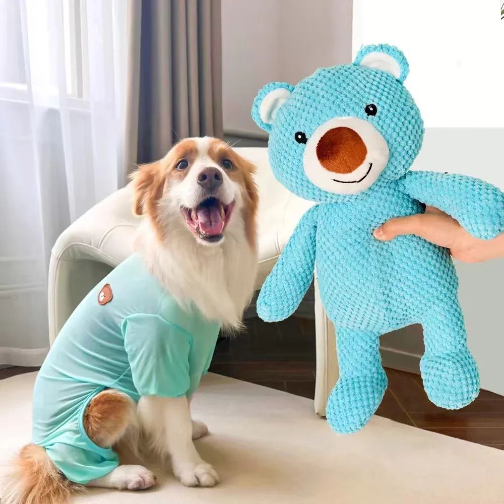KFX-1484989 Soft Plush Bear Squeaky Toy for Dogs - Chew and Dental Training Aid for Puppies