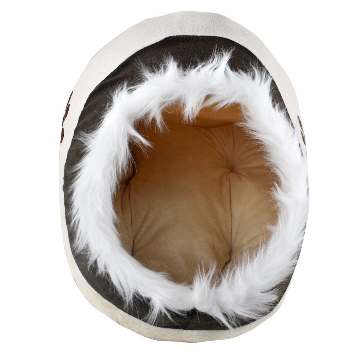 KFX-1485373 Cozy Beige and White Dog Kennel for Small Pets - 41x38x26cm