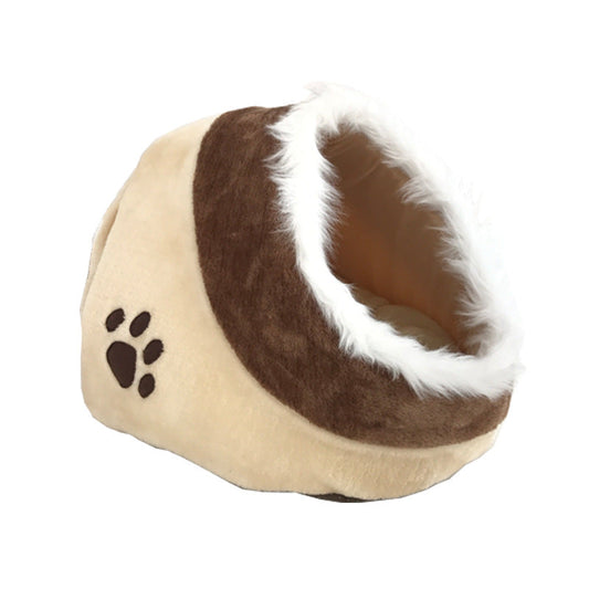 KFX-1485373 Cozy Beige and White Dog Kennel for Small Pets - 41x38x26cm