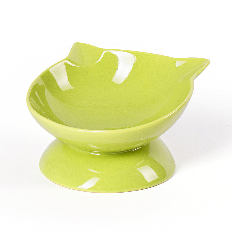 KFX-1485501 Slanted Mouth Ceramic Cat Bowl Designed to Support Cervical Spine - 13CM Diameter