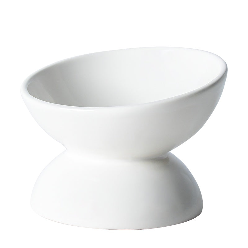 KFX-1485501 Slanted Mouth Ceramic Cat Bowl Designed to Support Cervical Spine - 13CM Diameter