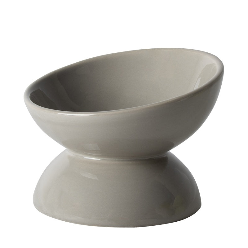 KFX-1485501 Slanted Mouth Ceramic Cat Bowl Designed to Support Cervical Spine - 13CM Diameter