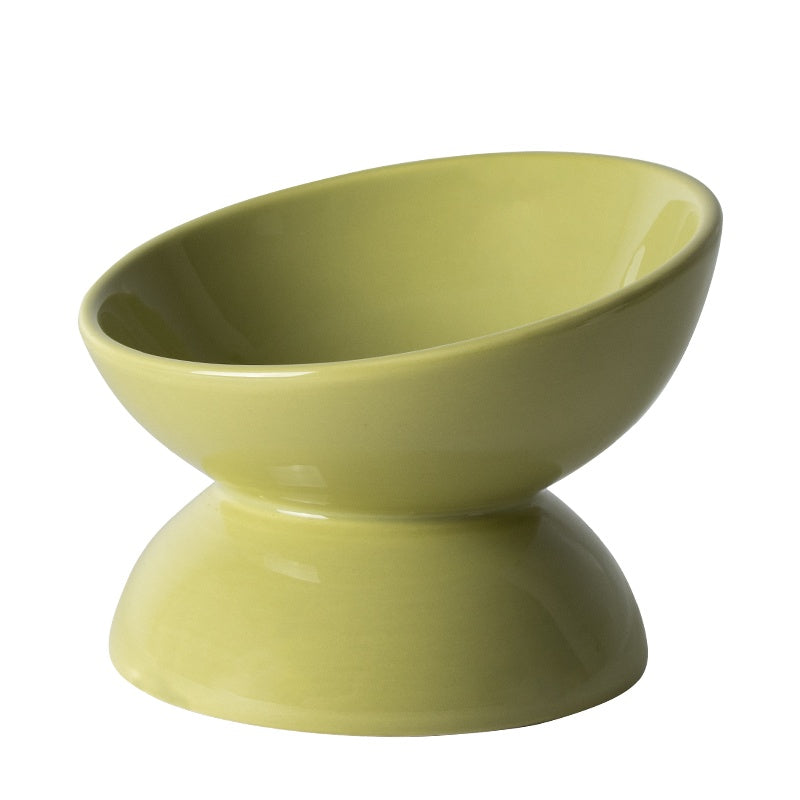 KFX-1485501 Slanted Mouth Ceramic Cat Bowl Designed to Support Cervical Spine - 13CM Diameter