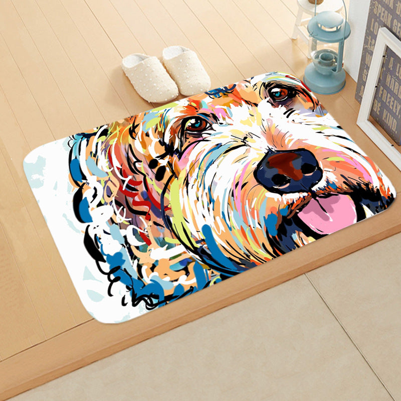 KFX-1487165 Absorbent Non-Slip Flannel Digital Printed Floor Mat for Bathroom and Kitchen, 400mm x 600mm, Animal Pattern