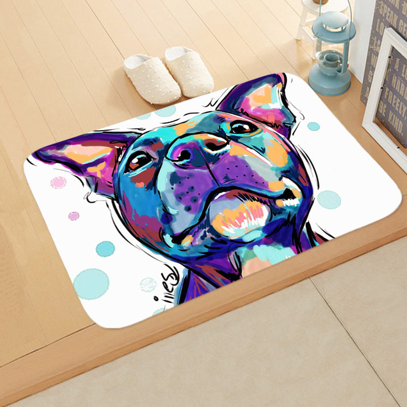 KFX-1487165 Absorbent Non-Slip Flannel Digital Printed Floor Mat for Bathroom and Kitchen, 400mm x 600mm, Animal Pattern