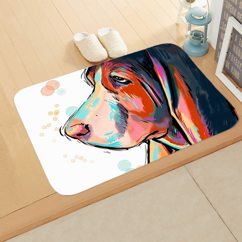 KFX-1487165 Absorbent Non-Slip Flannel Digital Printed Floor Mat for Bathroom and Kitchen, 400mm x 600mm, Animal Pattern