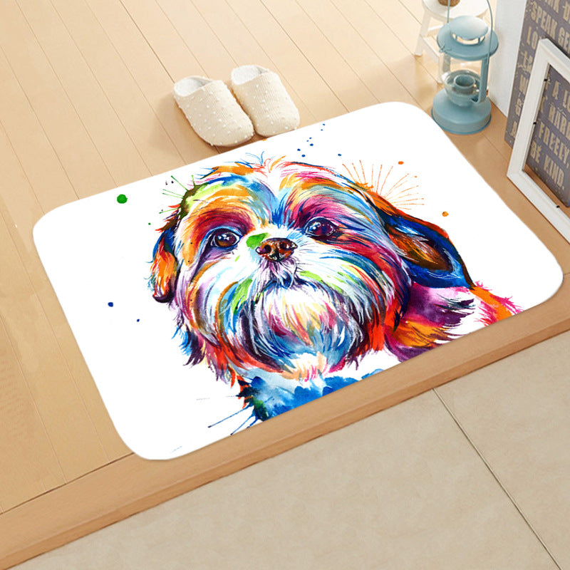 KFX-1487165 Absorbent Non-Slip Flannel Digital Printed Floor Mat for Bathroom and Kitchen, 400mm x 600mm, Animal Pattern