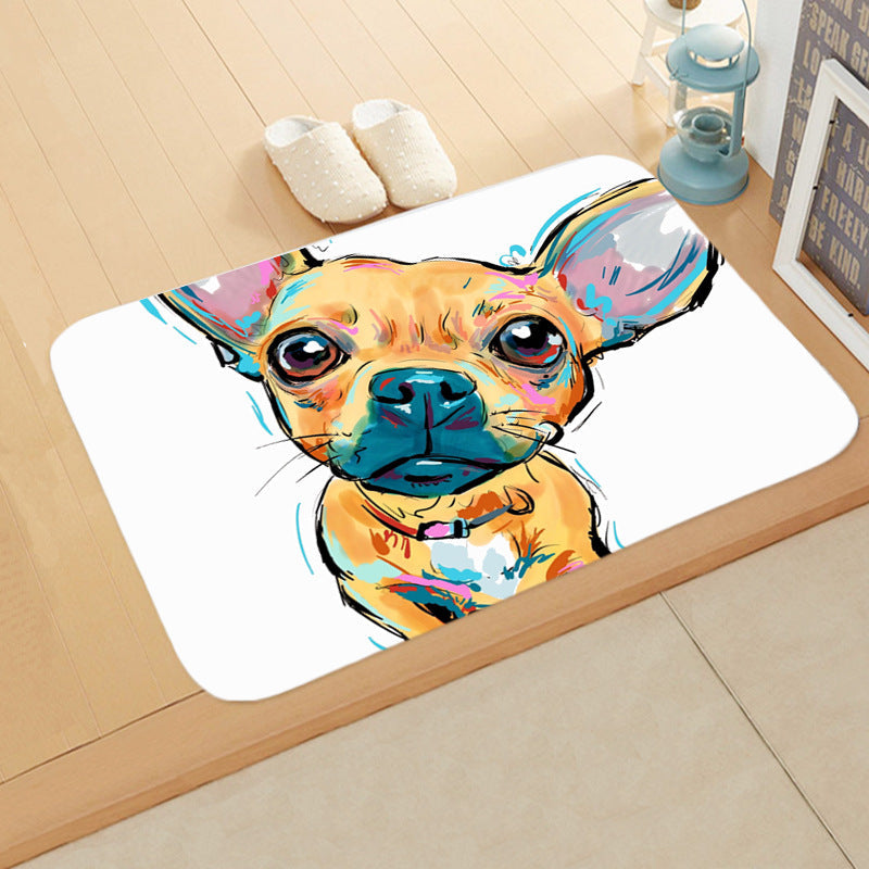 KFX-1487165 Absorbent Non-Slip Flannel Digital Printed Floor Mat for Bathroom and Kitchen, 400mm x 600mm, Animal Pattern