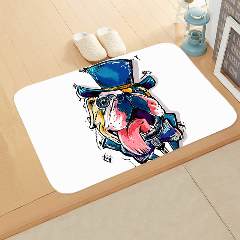 KFX-1487165 Absorbent Non-Slip Flannel Digital Printed Floor Mat for Bathroom and Kitchen, 400mm x 600mm, Animal Pattern