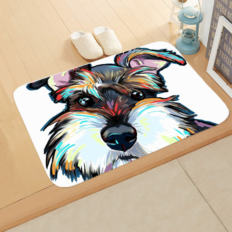 KFX-1487165 Absorbent Non-Slip Flannel Digital Printed Floor Mat for Bathroom and Kitchen, 400mm x 600mm, Animal Pattern