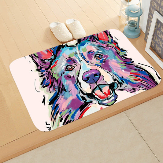 KFX-1487165 Absorbent Non-Slip Flannel Digital Printed Floor Mat for Bathroom and Kitchen, 400mm x 600mm, Animal Pattern